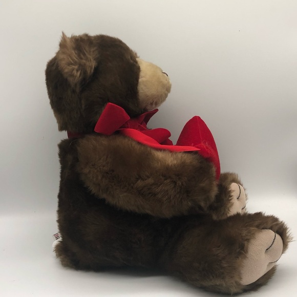 GUND Brown Teddy Bear Plush Red Star Ring Jewelry Holder - Picture 2 of 6